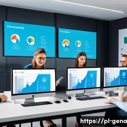 Home 33 생성형 AI를 활용한 커뮤니티 구축 방법 - A modern digital workspace scene showing a diverse group of community managers and moderators using ...
