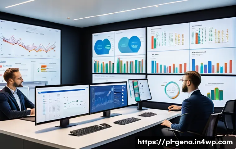 생성형 AI를 통한 마케팅 자동화 전략 - A modern digital marketing control room featuring a diverse team of Polish professionals analyzing r...