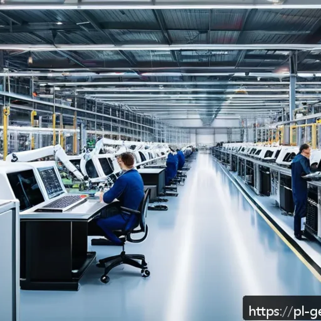생성형 AI의 비즈니스 활용 사례 - A modern Polish automotive factory interior showcasing advanced AI-driven quality control systems: r...