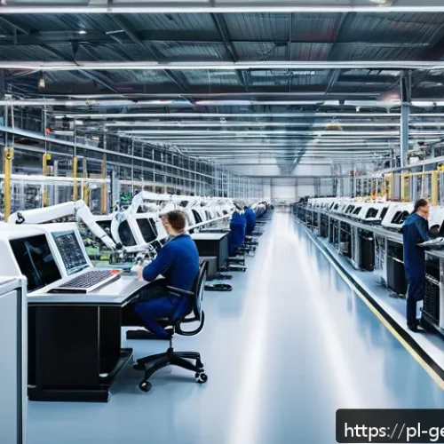 Home 30 생성형 AI의 비즈니스 활용 사례 - A modern Polish automotive factory interior showcasing advanced AI-driven quality control systems: r...