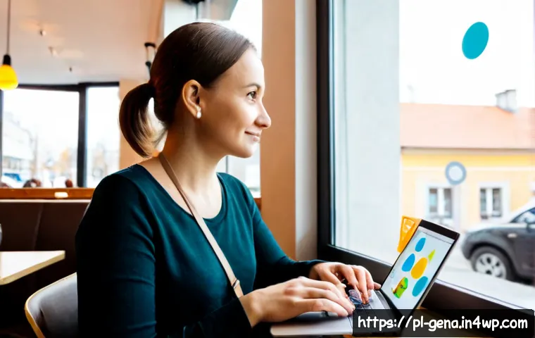 Home 17 생성형 AI로 대화형 콘텐츠 만들기 - Photorealistic Polish small-business owner in a bright Warsaw café, using a laptop to create interac...