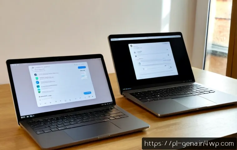 Home 17 생성형 AI 도구 비교 GPT 3 vs ChatGPT - Photorealistic modern Warsaw home office, middle-aged Polish professional comparing two AI assistant...