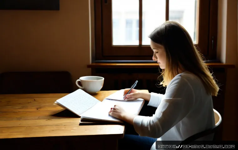 Home 17 생성형 AI로 소설 쓰기 창작 과정 - Photorealistic home writing studio in Warsaw, Polish novelist seated at a clean wooden desk using a ...